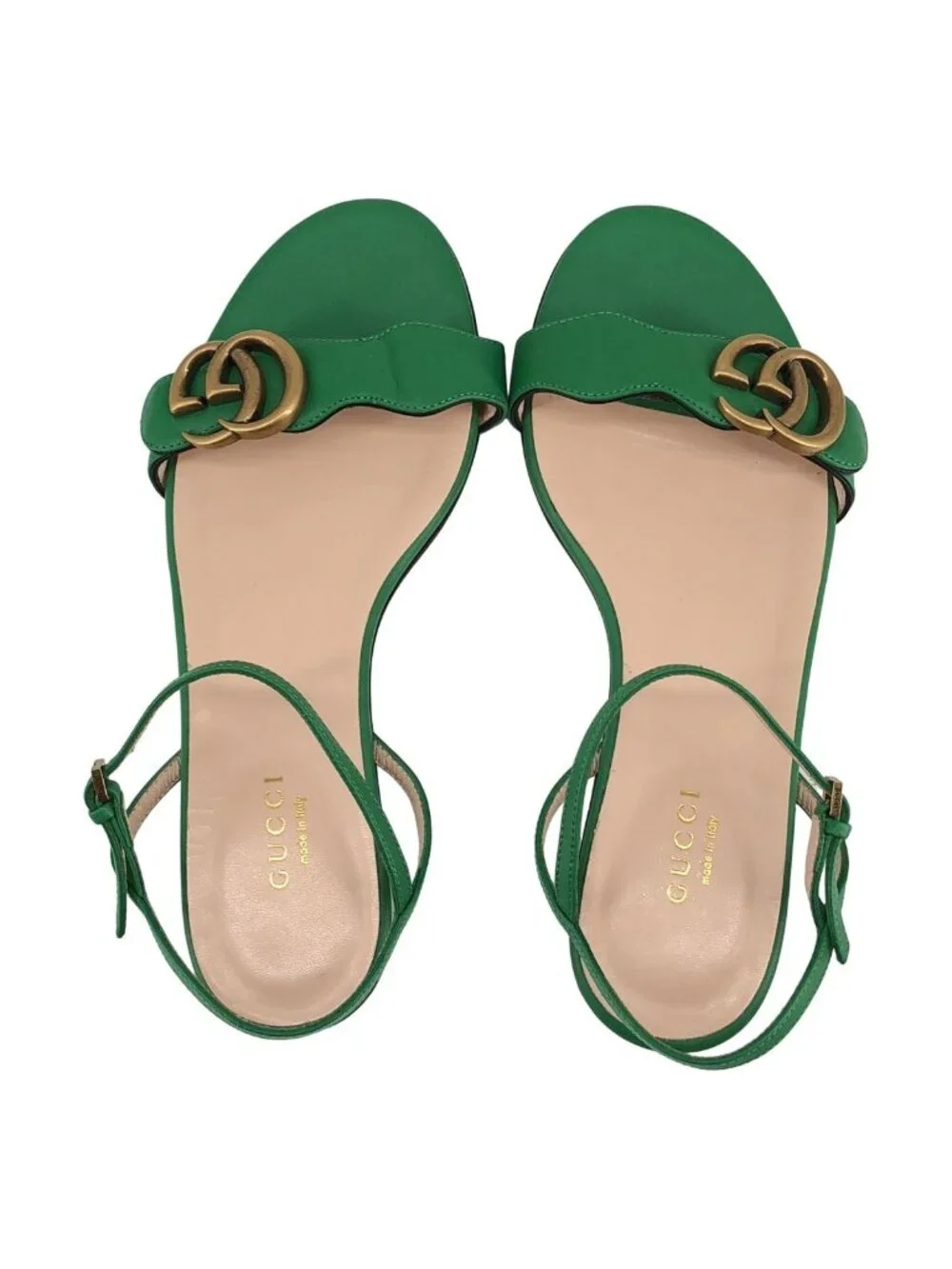 Gucci GG Marmont Flat Sandals Green
